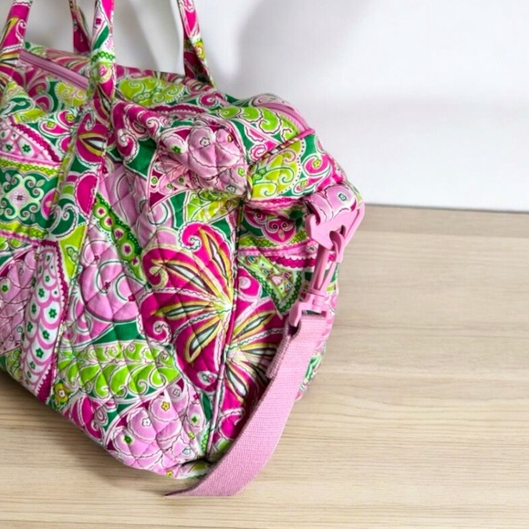 Vera Bradley Pinwheel Pink Quilted Large Weekender Travel Carry On Retired - Picture 4 of 14